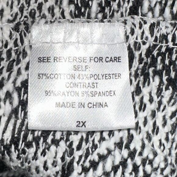 Bobeau Open Front Leopard Print Cardigan Sweater 2X Gray Black Knit Pockets - Picture 5 of 11